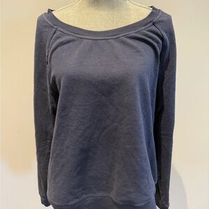 Navy Blue Off-Shoulder Sweatshirt